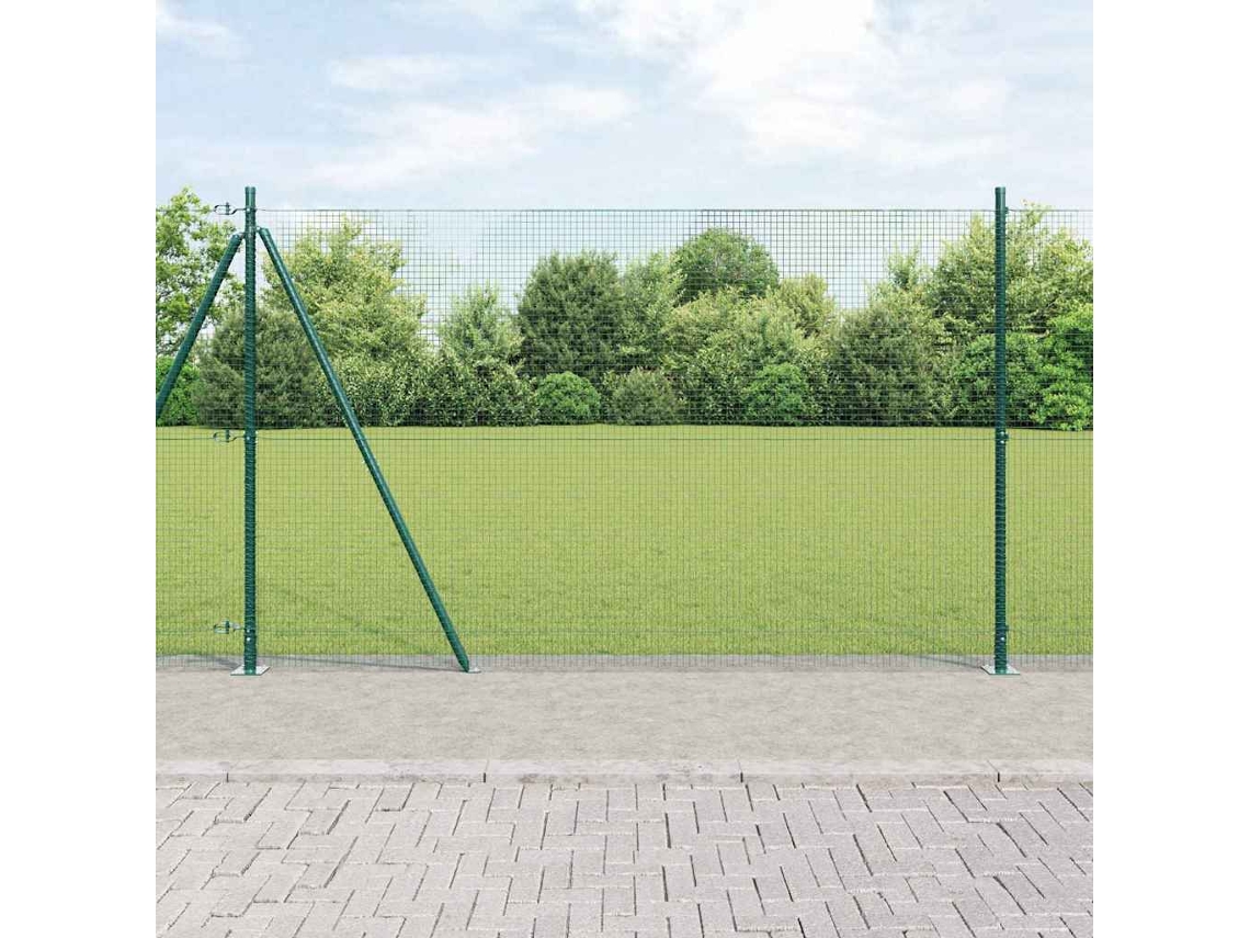 Vidaxl Cerca De Arame Soldado Com Base De Concreto 25 X 1,4 M Verde