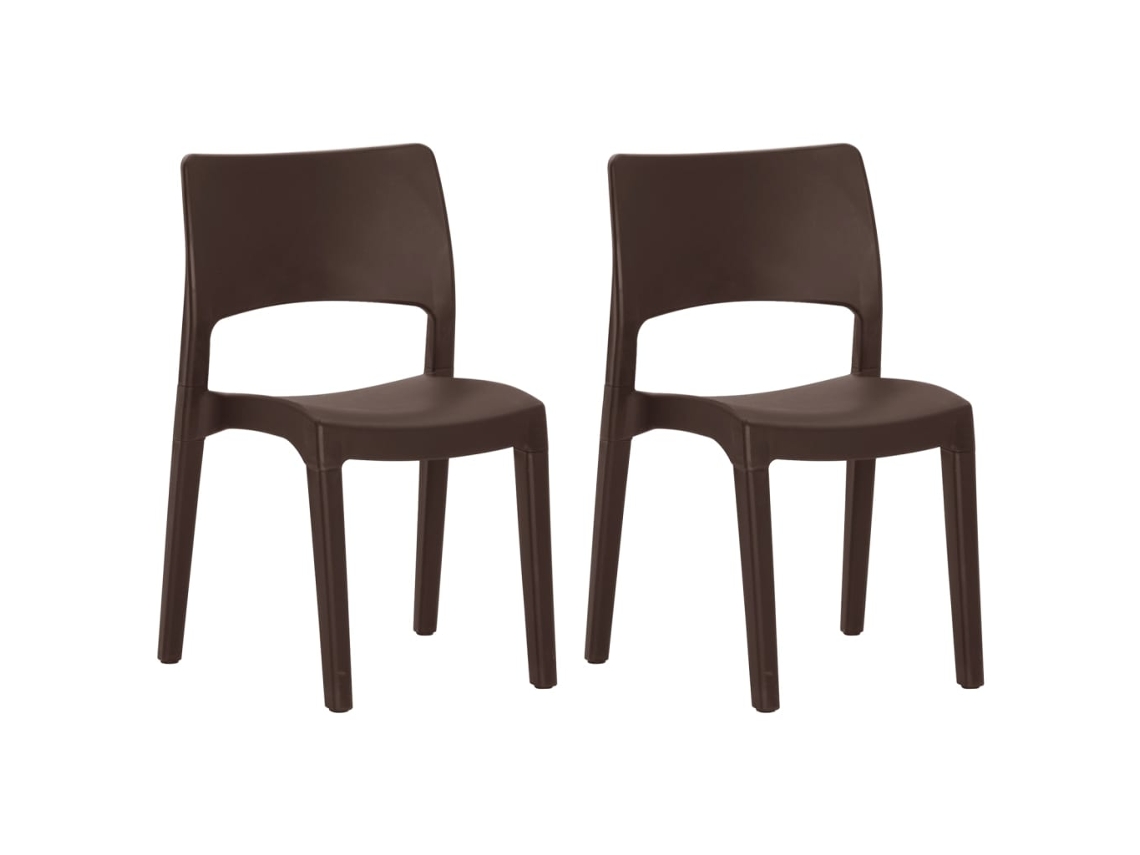 Conjunto de 2 cadeiras de jardim em polipropileno cor mocha, exclusivas da MAISON.