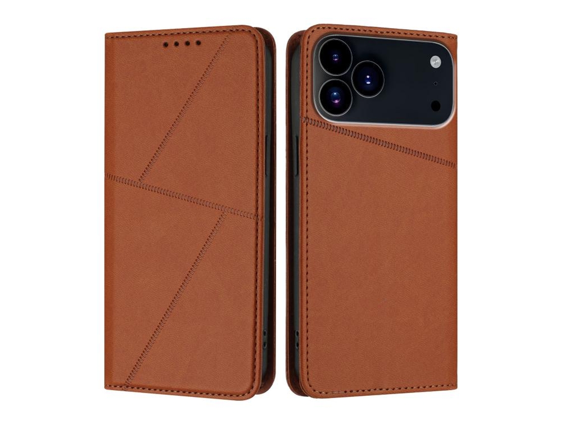 Capa De Couro Fosco Para Iphone 17 Pro - Flip Magnético