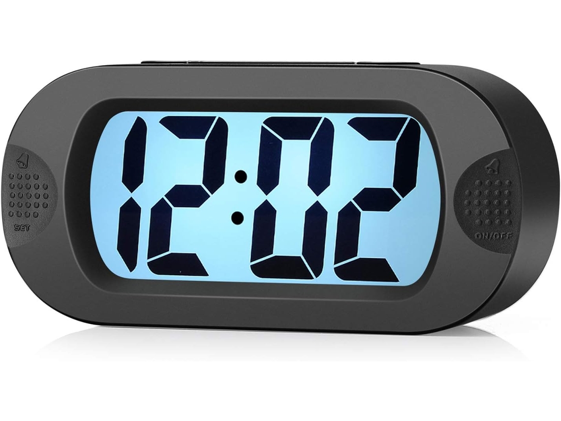 Despertador Infantil Com Visor Digital Lcd Grande, Função De Repetição E Luz De Presença. - Preto