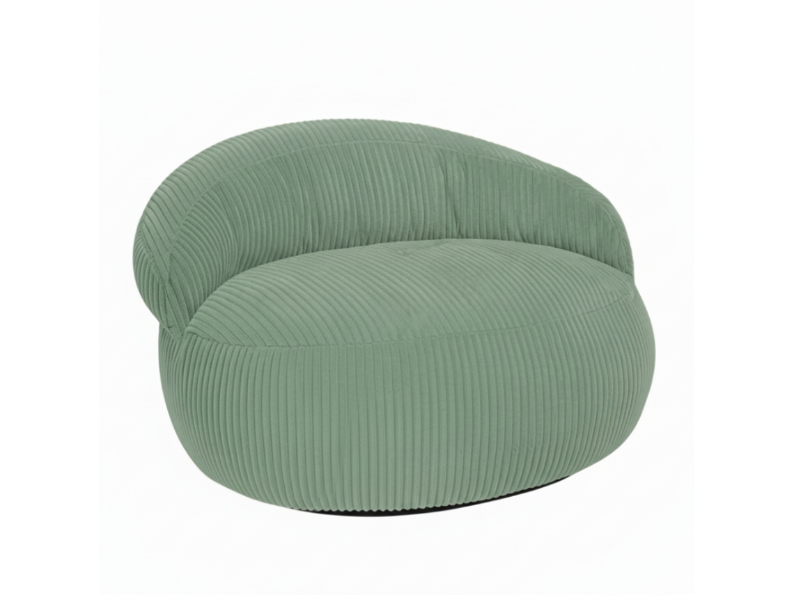 Puff Xxl Com Capa Amovível Em Veludo Canelado 110x100 Cm Verde