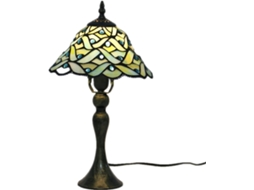 Abajur De Mesa Estilo Tiffany 25cm, Cúpula De Vidro Verde Artesanal, Base De Ferro Forjado 35cm Altura, Decoração
