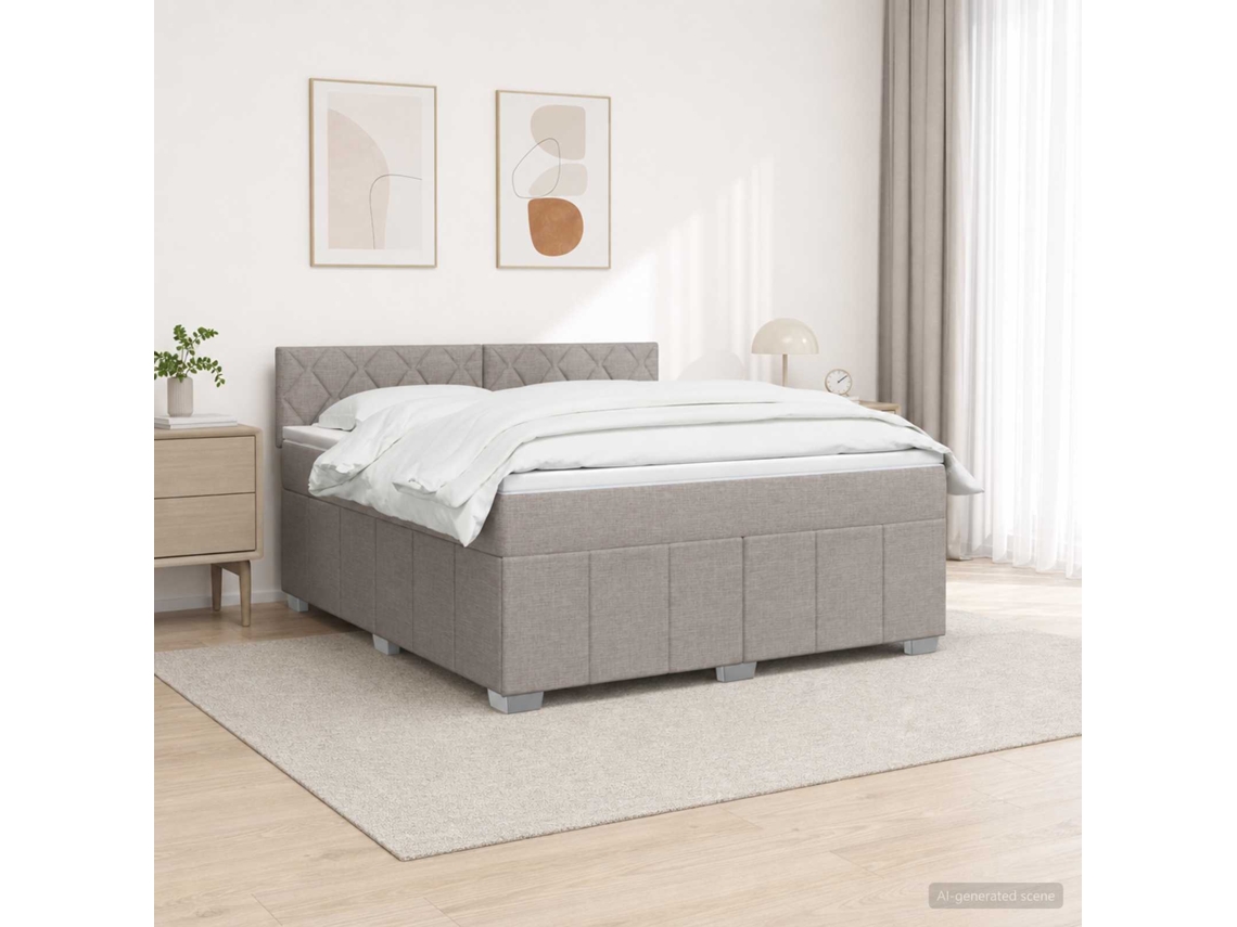 Vidaxl Cama Box Spring Com Colchão Cinzento-acastanhado 160 X 200 Cm