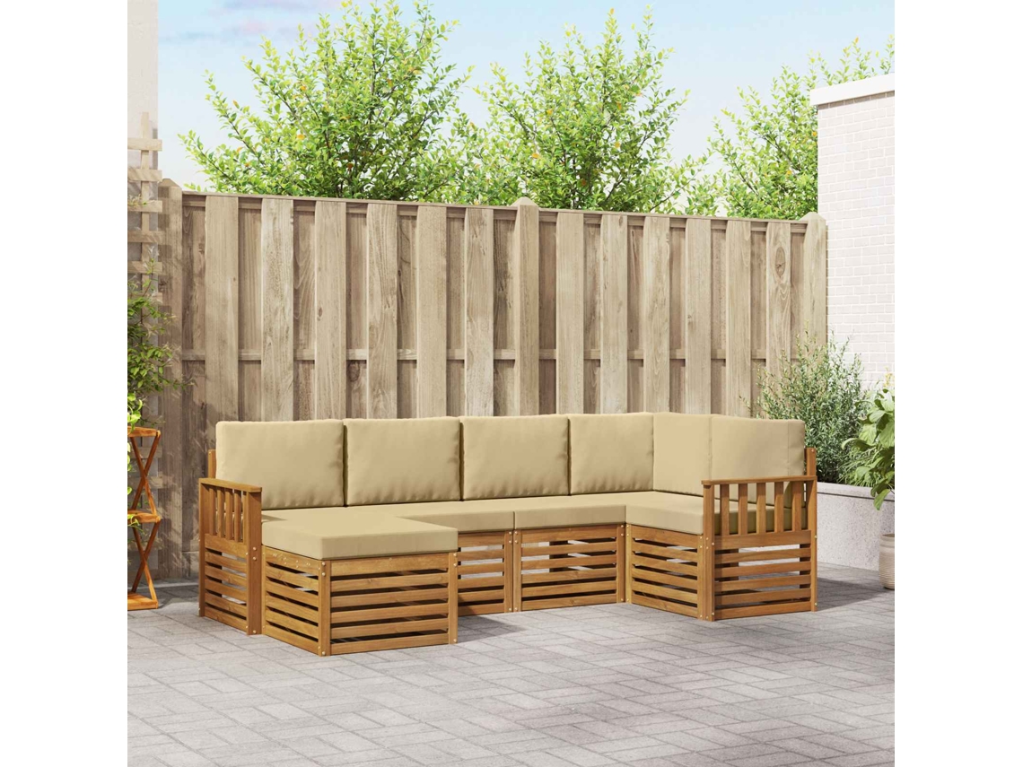 Vidaxl Conjunto De Sofás Para Exterior 6 Unid. Natural E Bege