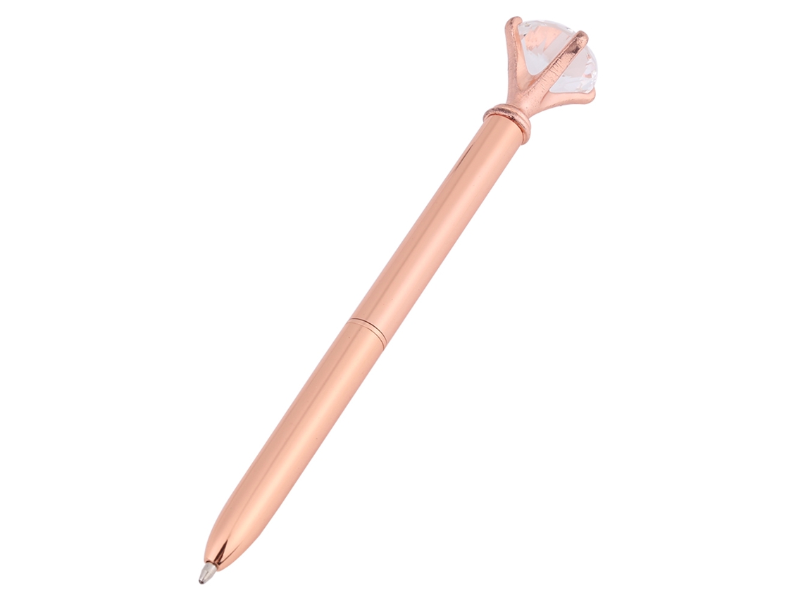 Caneta De Metal Com Pedras Strass Presente Papelaria Escritório (ouro Rosa)