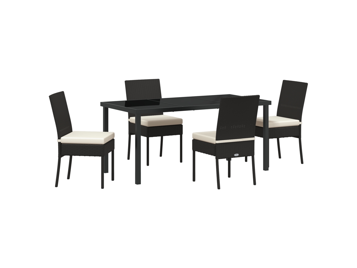 Conjunto 5 De Jantar Jardim Vidaxl Preto Poliratan