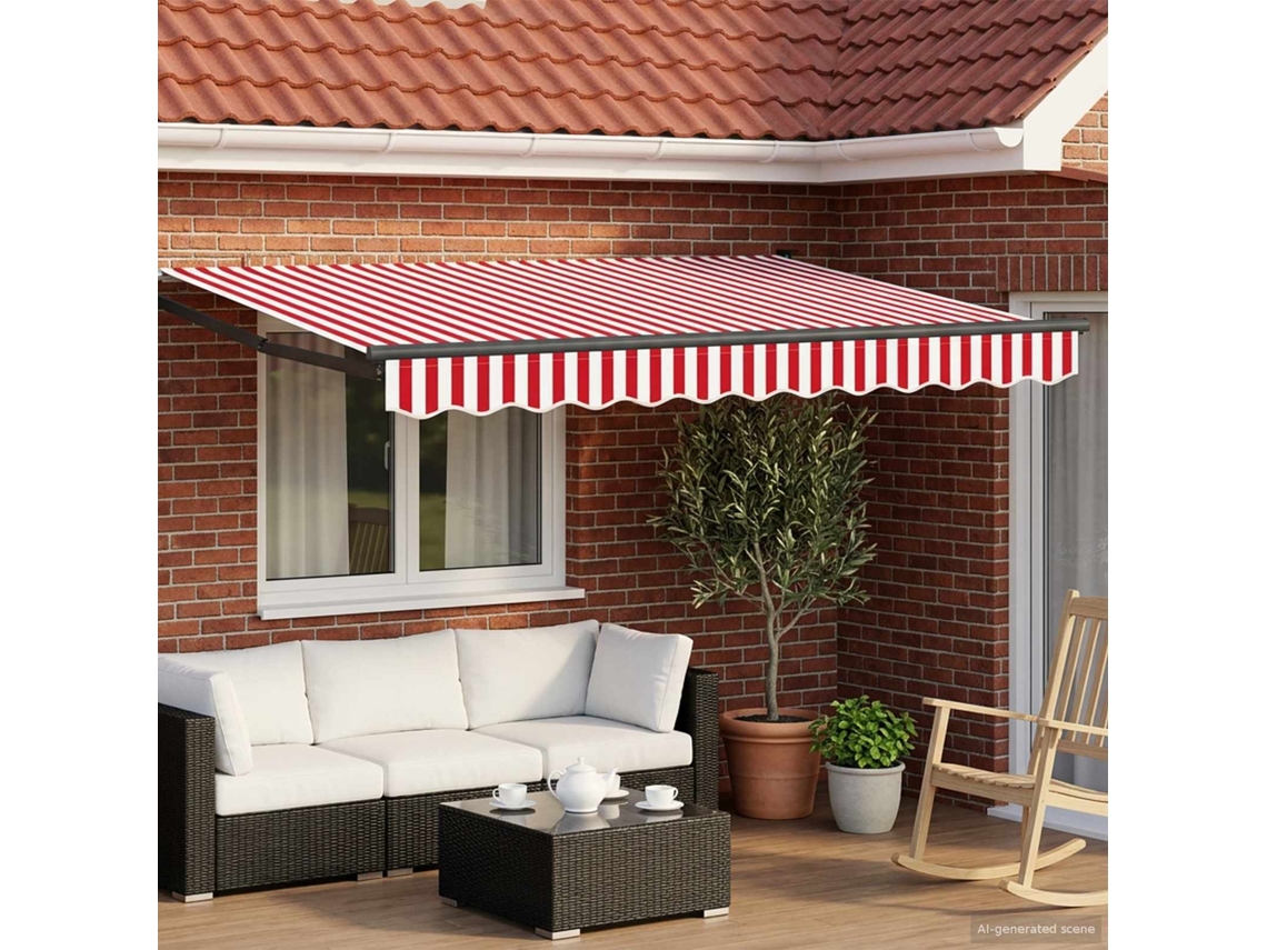 Vidaxl Toldo Retrátil Elétrico Vermelho, Branco, Antracite 3 X 2,5 M