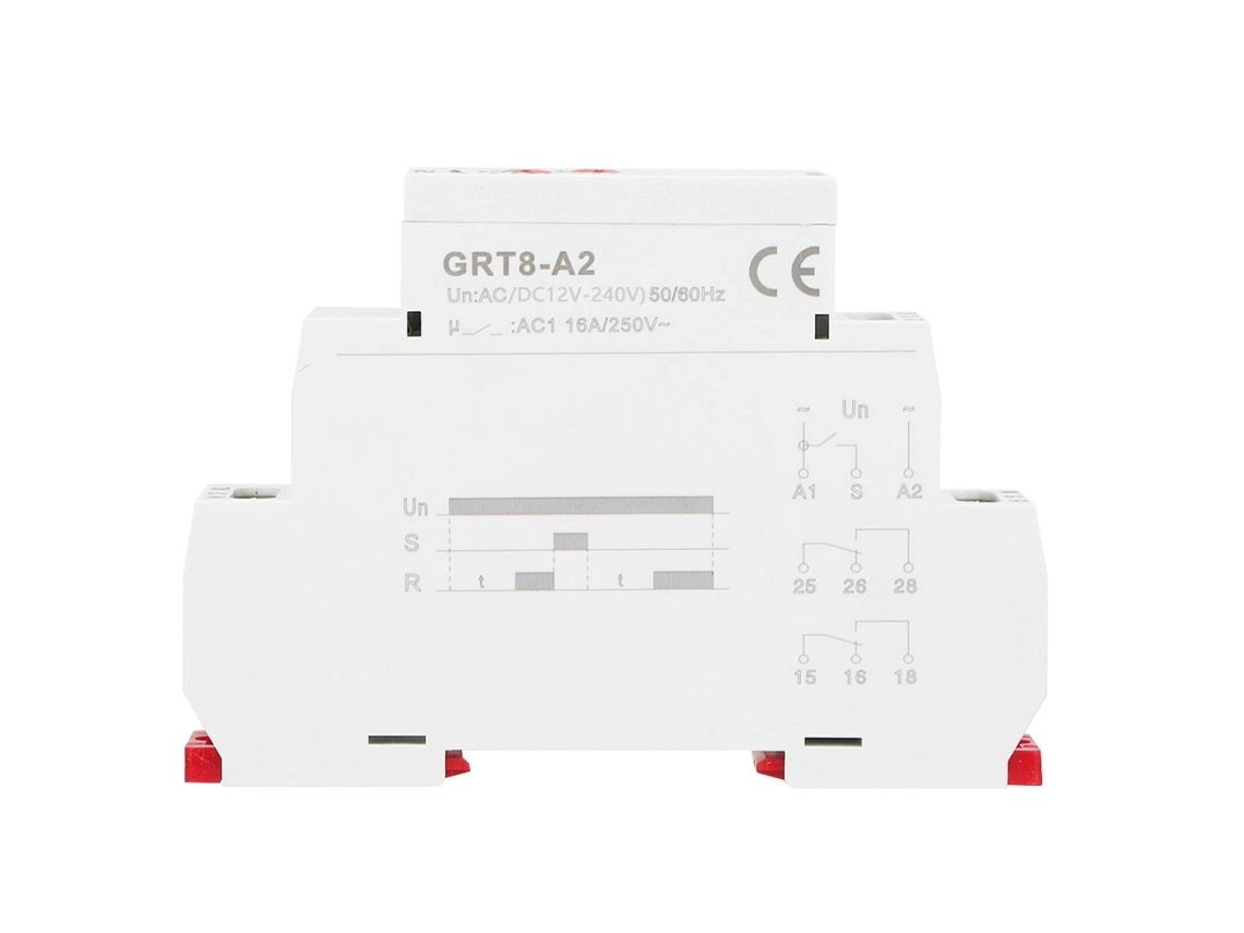 Relé de Tiempo de Riel Din Grt8 a2 Función Única Temporizador Industrial Control Automático (ac/dc12v 240v)