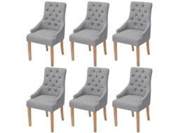 Vidaxl Cadeiras De Jantar 6 Pcs Tecido Cinzento-claro