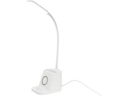 Luminária De Mesa Pequena E Flexível Com Carregador Sem Fio Para Smartphone E Porta-canetas Integrado.