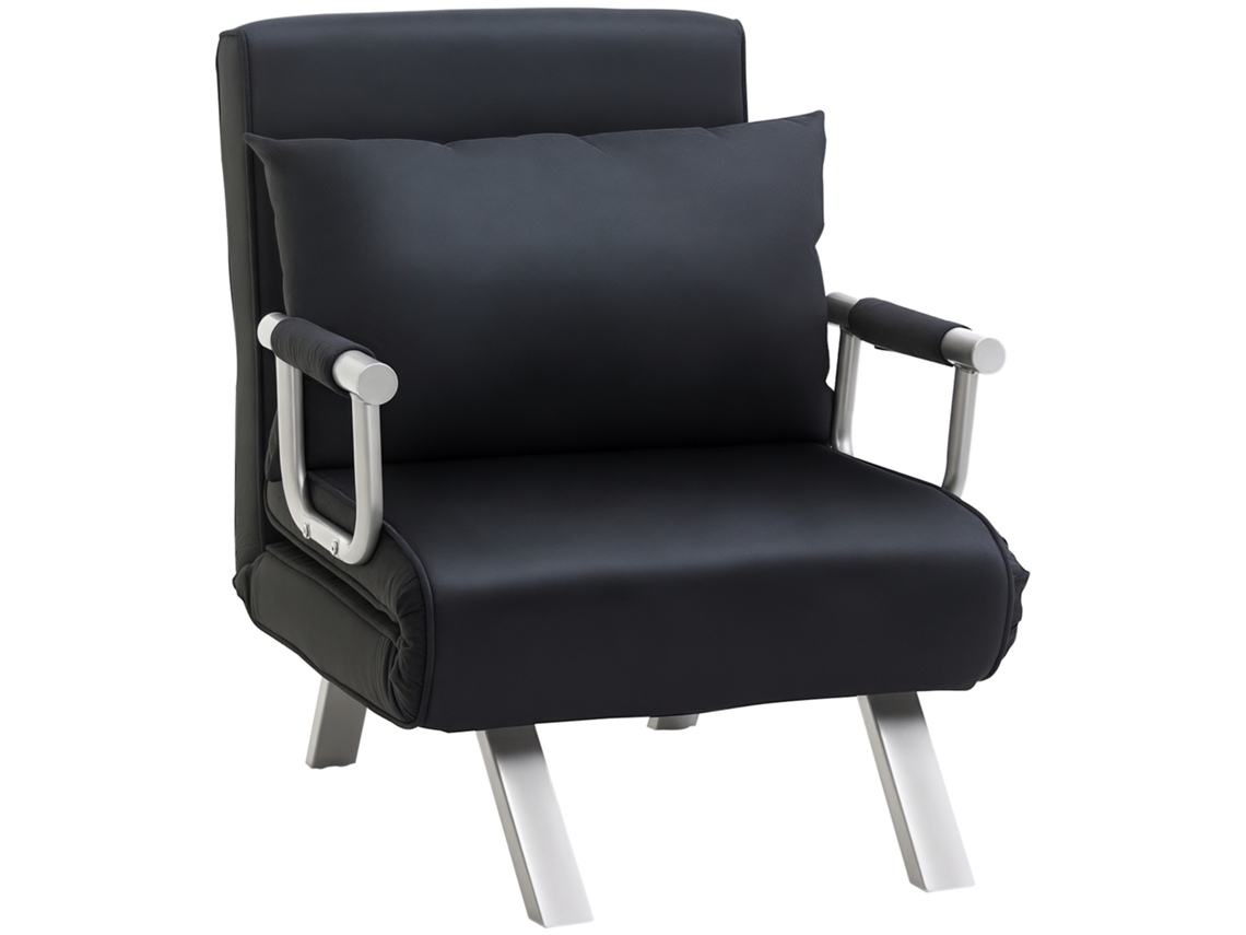 Sofá-cama 3 Em 1, Cama De Hóspedes, Poltrona Com Travesseiro, Preto Cs