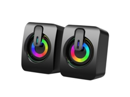 Coluna gaming USB RGB 7 cores, subwoofer compacto, controle de volume, para PC e portátil | S/MARCA