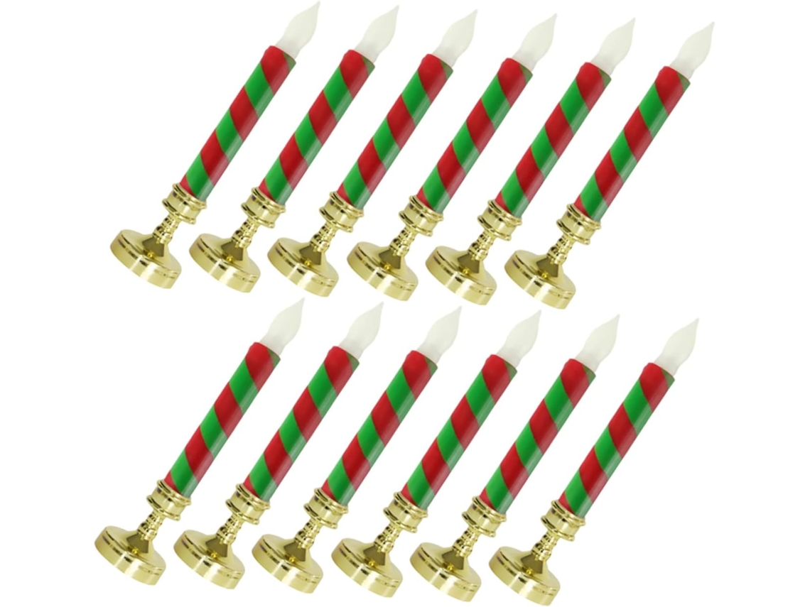Conjunto De 12 Velas De Natal Elétricas Sem Chama, Velas Decorativas Para Festas, Alimentadas Por Bateria Conjunto De 12 Velas De Natal Gokoco