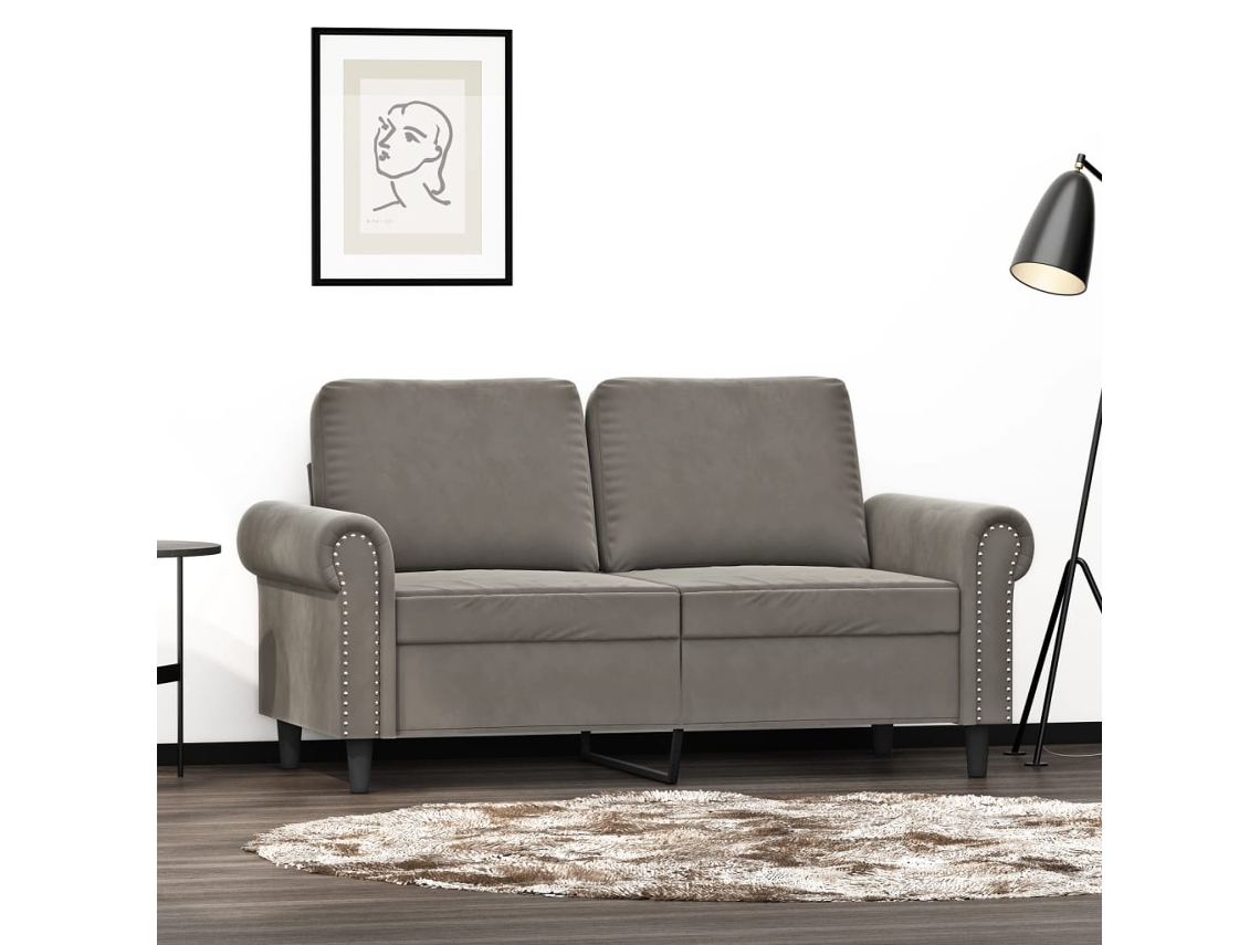 Vidaxl Sofá De 2 Lugares 120 Cm Veludo Cinzento-claro