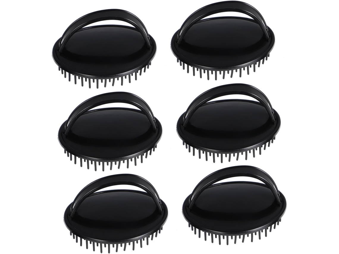 Conjunto De 6 Escovas Massagem Fomiyes, Escova De Lavar Cabelo Flexível E Confortável Para Todos Os Tipos, Preta