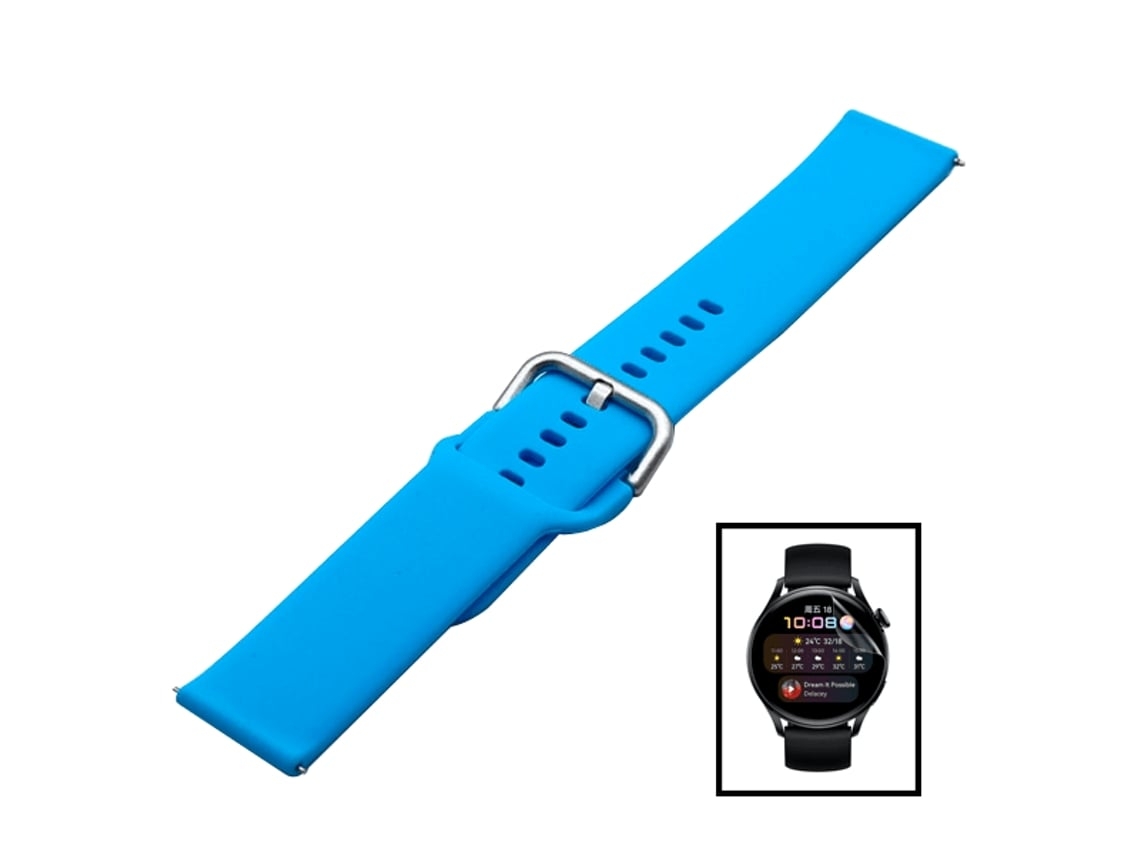 Kit Bracelete Smoothsilicone com Fivela Película de Hydrogel para Xiaomi Watch S1 Azul Céu