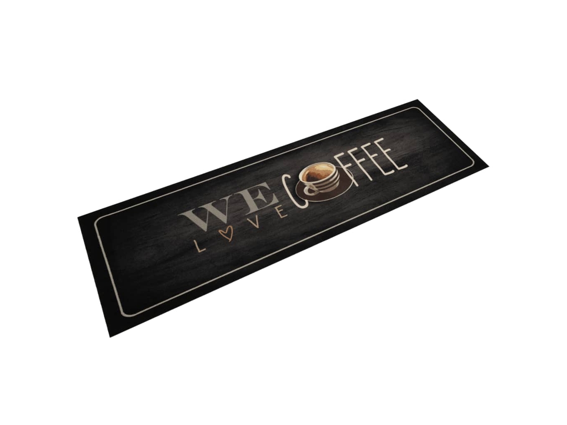 Vidaxl Tapete De Cozinha Lavável 45x150 Cm Veludo Texto Café