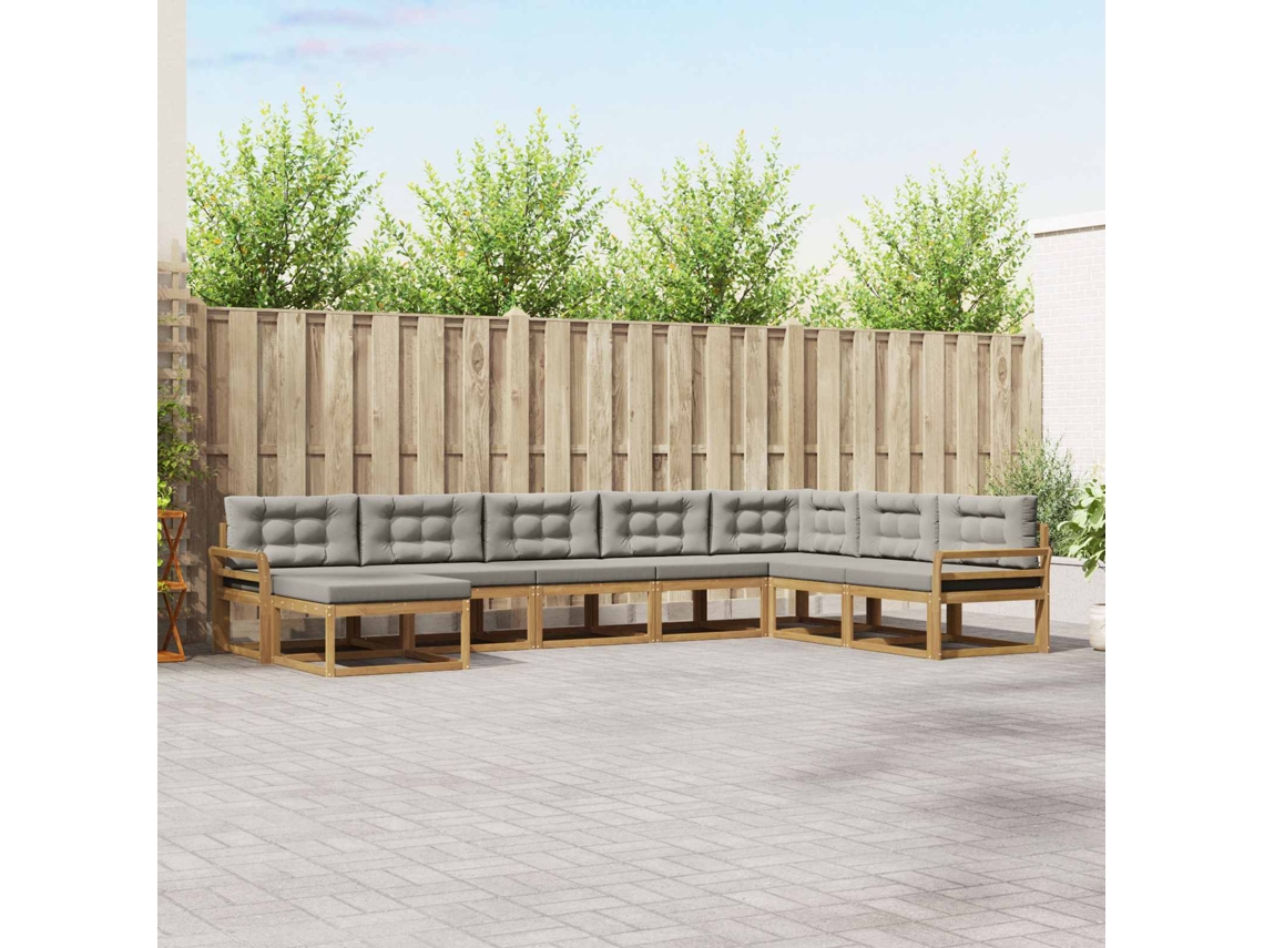 Vidaxl Conjunto De Sofás Para Exterior 8 Pcs Branco E Cinzento-claro