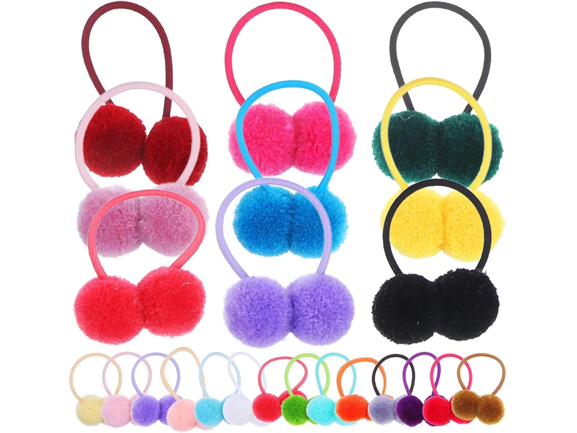 Elásticos De Cabelo Com Pompons Para Meninos E Meninas, 48 Peças, De Pelúcia.