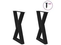 Vidaxl Pés Para Mesa De Jantar 2 Peças, Preto, 50x(72-73,3) Cm, Aço
