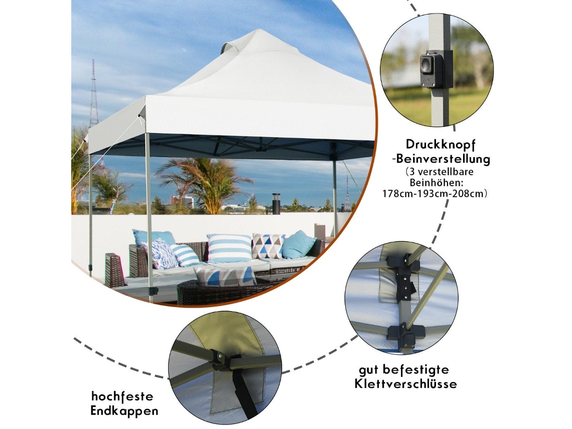Gazebo dobrável 3x3m à prova d’água com bolsa de transporte com rodas NORTHIX