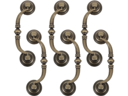 Conjunto de 6 Puxadores Vintage para Móveis, Espaçamento Entre Furos de 96 Mm, Puxadores de Metal com Acabamento Amarelo Antigo para Gavetas. SFUSHOS