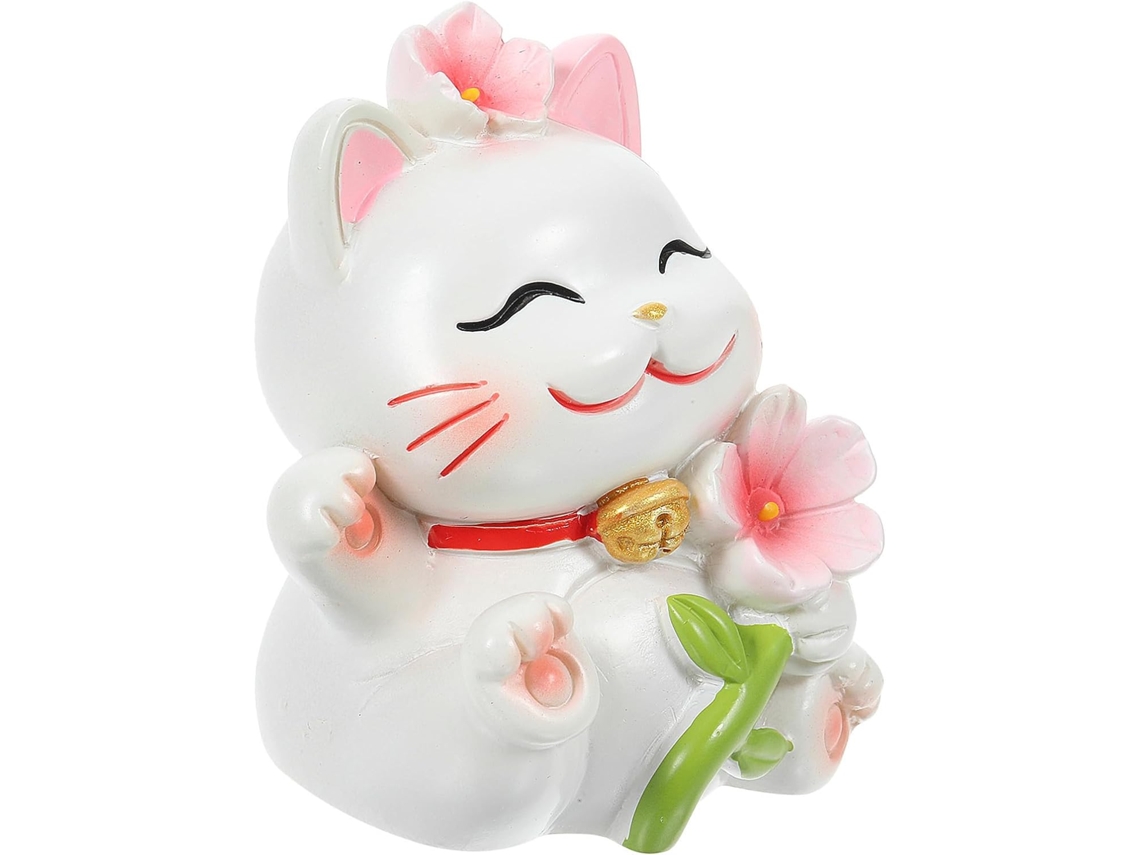 Linda Estatueta Resina Design Cerejeira Enfeite Decorativo Escritório Carro Gato Flor Tema Casa GOKOCO