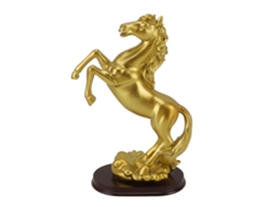 Estátua de Cavalo Dourado em Resina Decorativa para Escritório e Credenza | S/MARCA