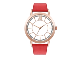 Relógio de Quartzo para Mulheres e Homens Pulseira de Couro Pu Simples (vermelho)