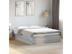 Vidaxl Estrutura De Cama 135x190 Cm Derivados De Madeira Cinza Sonoma