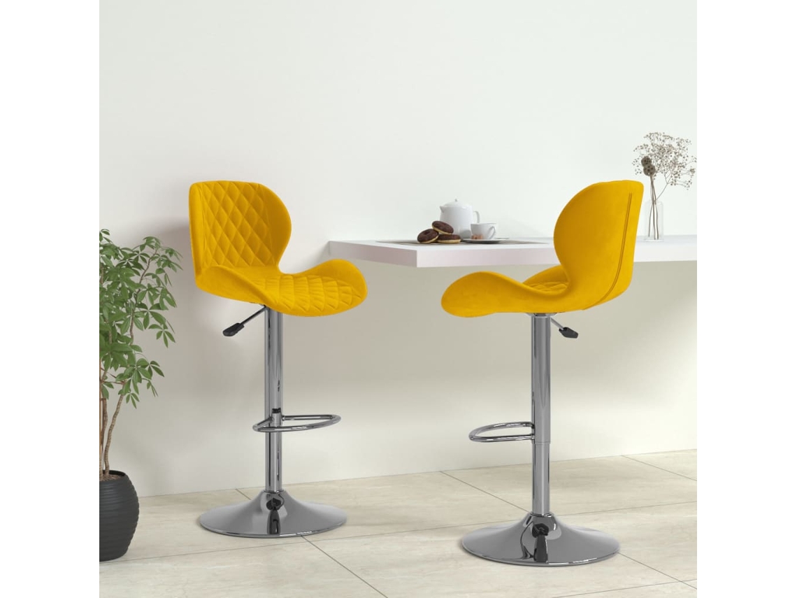 Vidaxl Bancos De Bar 2 Pcs Veludo Amarelo Mostarda