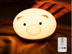 Luminária noturna Lurelia em formato de porco, feita de silicone livre de BPA, recarregável via USB, com controle remoto e sensor de toque, ideal para bebês e crianças.