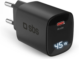 Carregador SBS GAN (Equipado com um Ecrã LCD - Tomada Europeia)