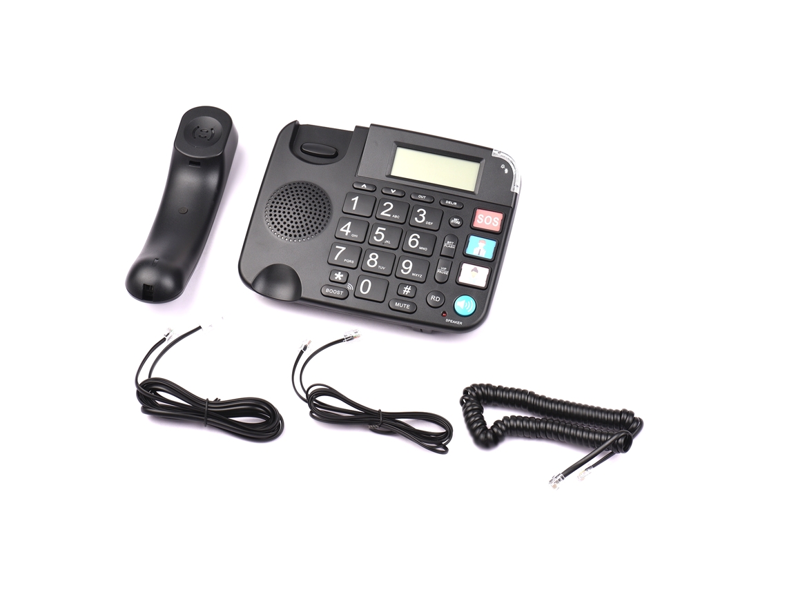 Telefone Fixo com Botões Grandes para Idosos, Suporta Hands free, Rediscagem, Controle de Volume, Telefone Residencial Escritório Hotel