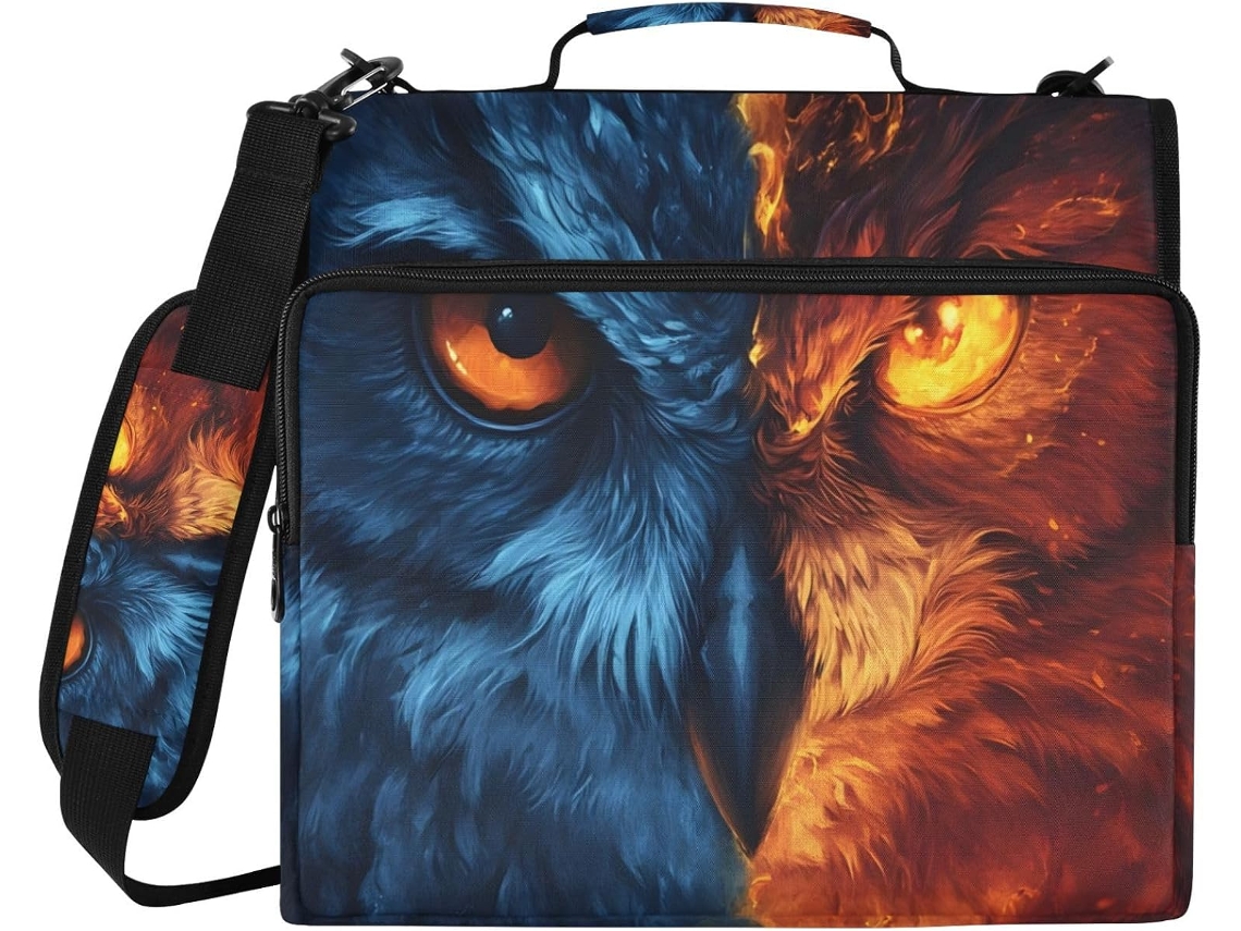 Pasta Blue Owl Laranja Com 3 Argolas, Resistente À Água, Com Organizador De Bolsos Laptop, Escola E Trabalho
