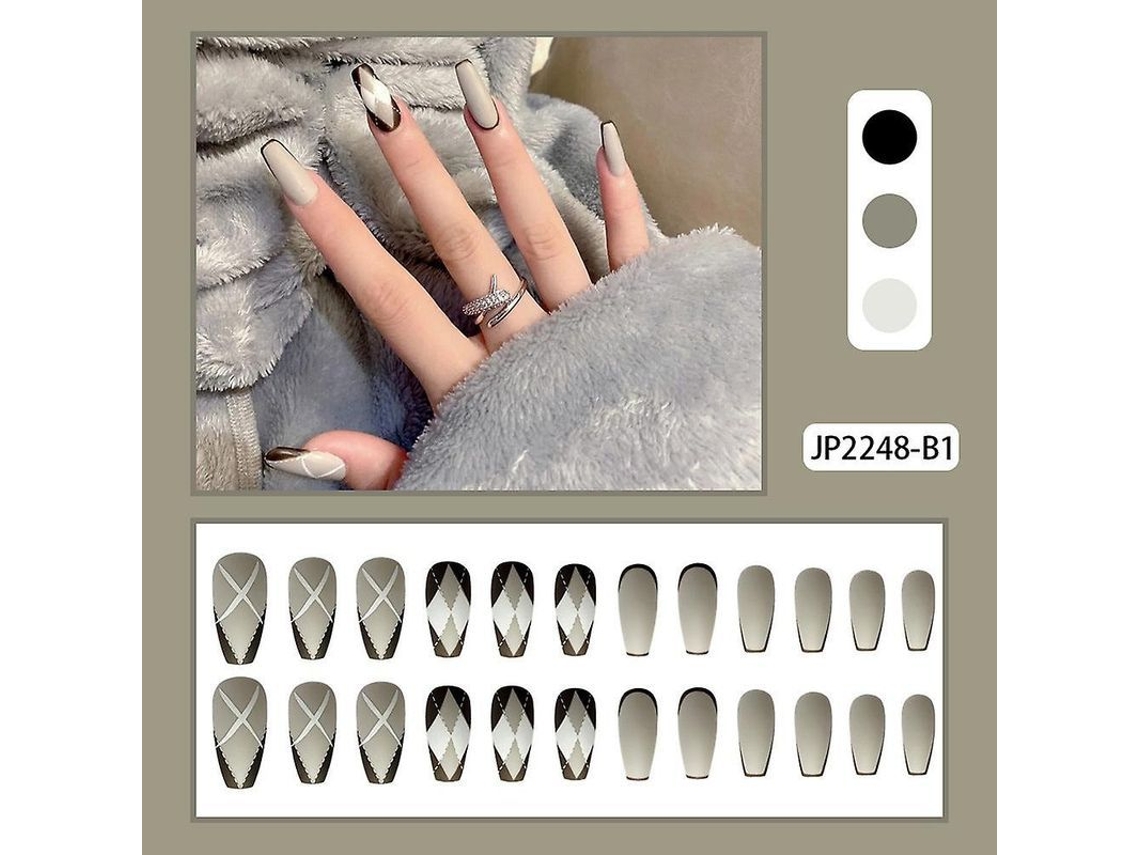 Dedos de Unha Falsa Artesanato Diy Con Diamantes Preto e Branco para Manicura Ballet