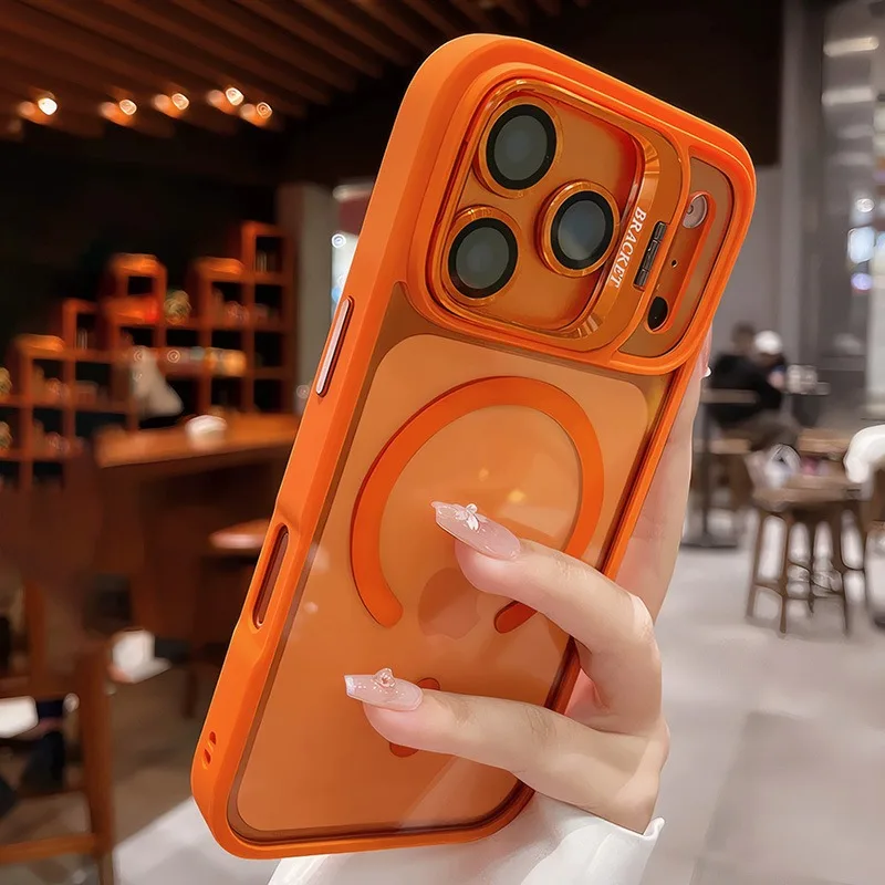Capa Magnética Transparente (laranja) Para Iphone 13