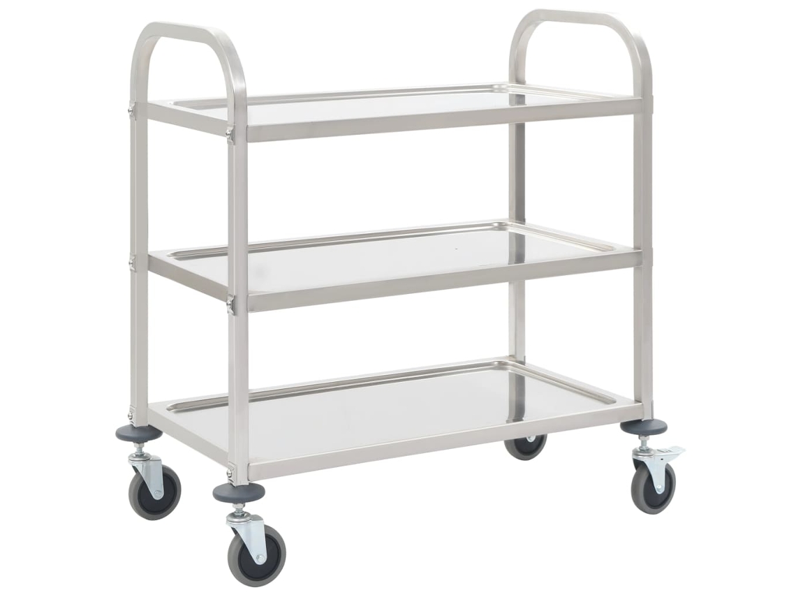 Serving Cart, Serving Carts Vidaxl Prateado Metal (95 X 45 X 83.5 Cm (3 Camadas))