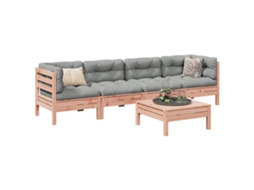 Vidaxl 5 Pcs Conj. Sofás Jardim C/ Almofadões Madeira Abeto-de-douglas