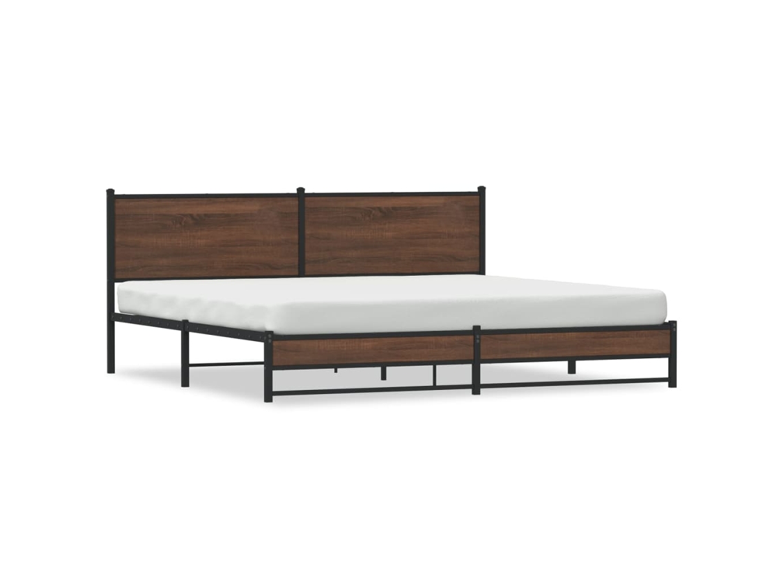Bed Frame, Bed Frames Vidaxl Marrom Aço (200 X 200 Cm)