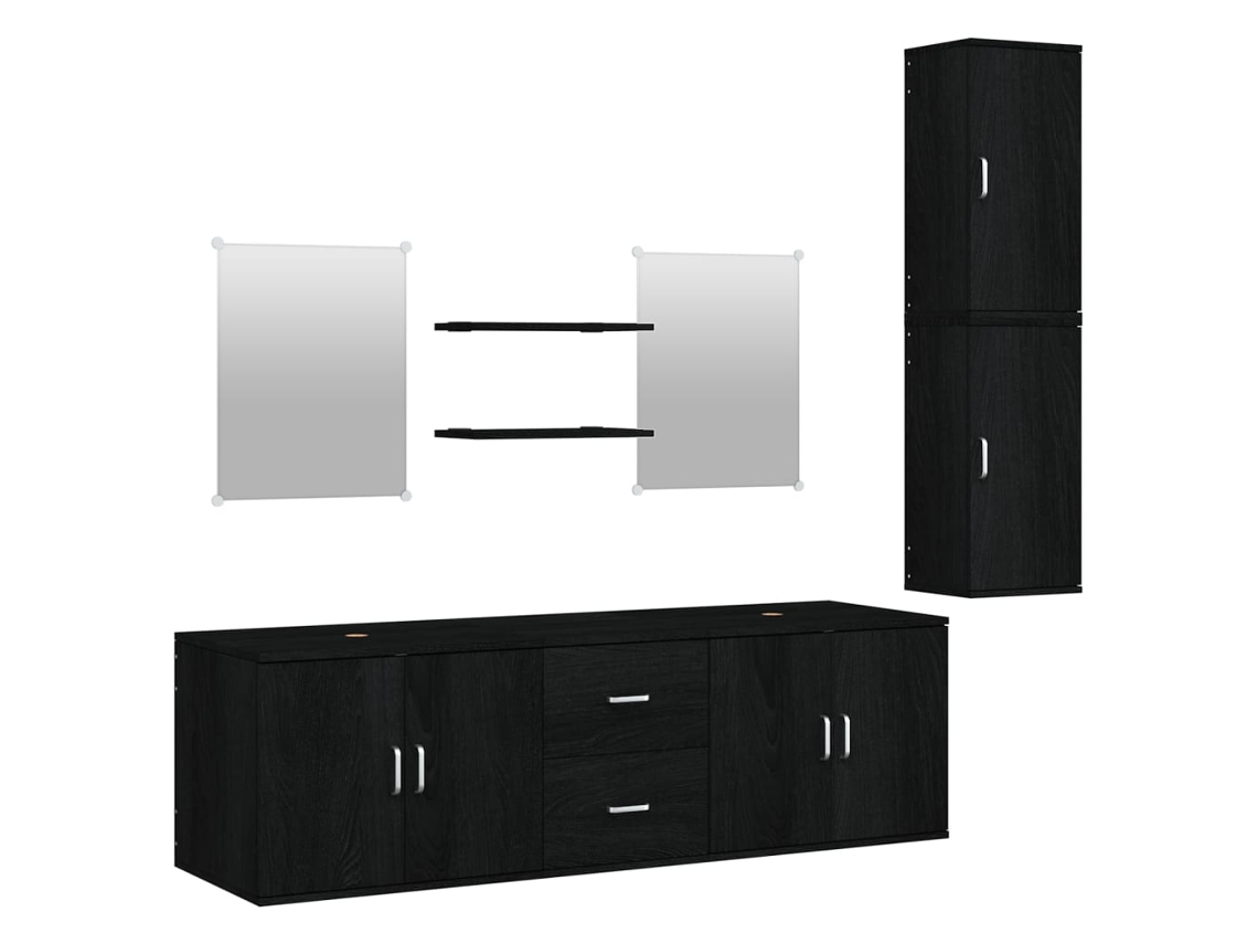Conjunto de 7 Móveis para Casa de Banho, Madeira Preto MAISON EXCLUSIVE