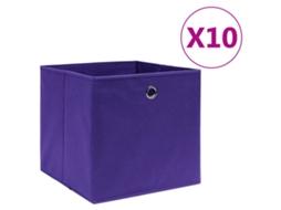 Vidaxl Caixas Arrumação 10 Pcs 28x28x28 Cm Tecido-não-tecido Roxo