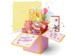 Carta De Aniversário 3d Carta Pop-up - 60º Aniversário Feliz - Mulheres Crianças Amiga - Rosa Dourado Cor