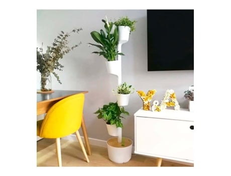 Jardineira Vertical Citysens Branco Com 4 Vasos, Kit Digital