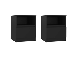 Conjunto de 2 mesas Cabeceira Preta MAISON EXCLUSIVE 40x40x50 cm