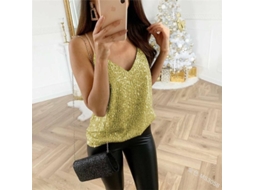 Fasst top Sin Mangas para Mujer Con Glitter Y Secuencias Cuello V Tirantes Verano Moda Sexy Pulloverpsfs 0127