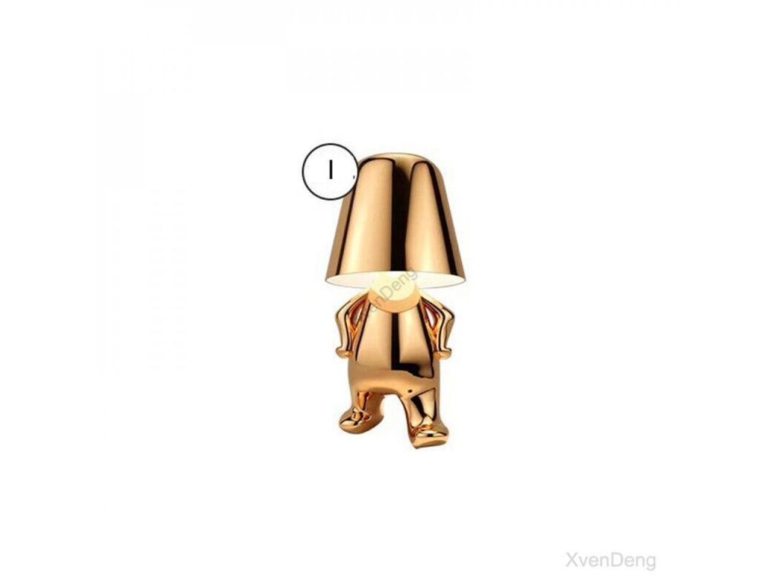 Lâmpada de Mesa Nova Line Thinker Pequeno Homem Dourado com Sensor Toque LED Resina Decorativa S/MARCA