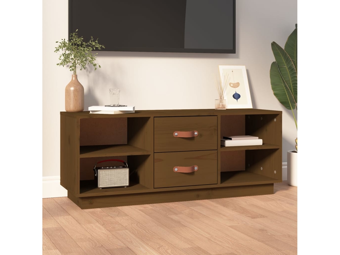Vidaxl Móvel De Tv 100x34x40 Cm Madeira De Pinho Maciça Castanho Mel