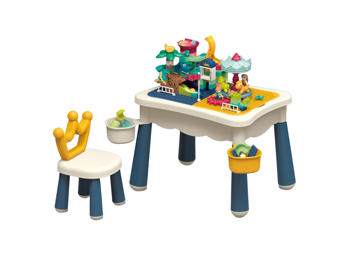 Mesa Educativa Com Blocos De Construção. 209 Peças. 78x54x45 Cm.