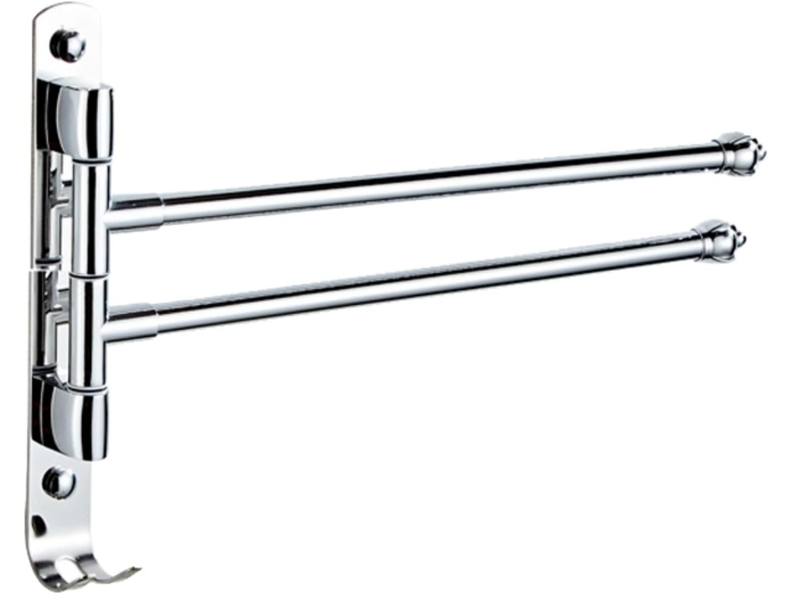 Suporte De Toalhas Giratório Com Duas Barras, Em Aço Inoxidável, Para Montagem Na Parede, 31cm 12, 2pol, Com Ganchos